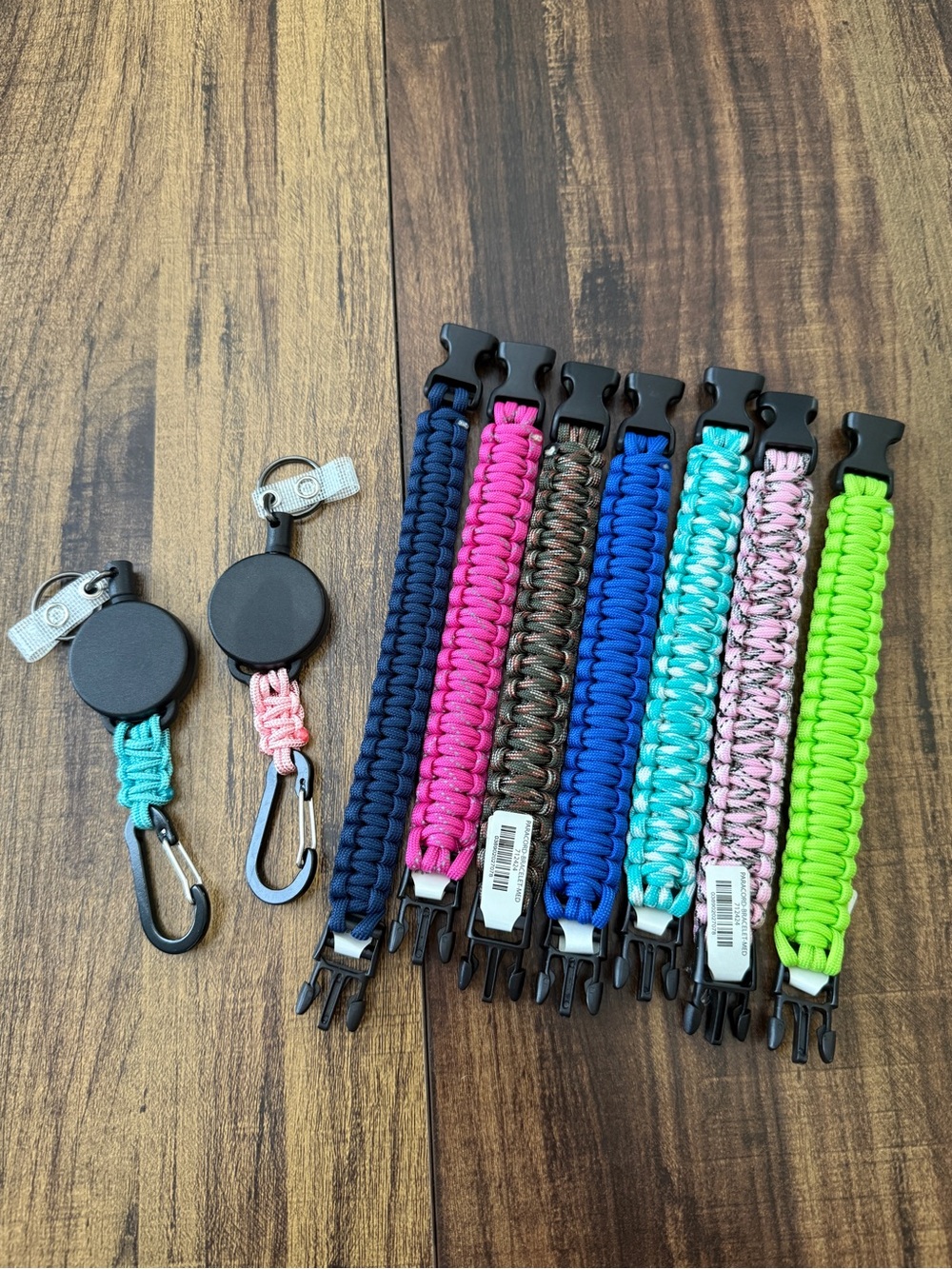 Paracord Wrist bracelets and Lanyards- Assorted Bright Colors- 9 set